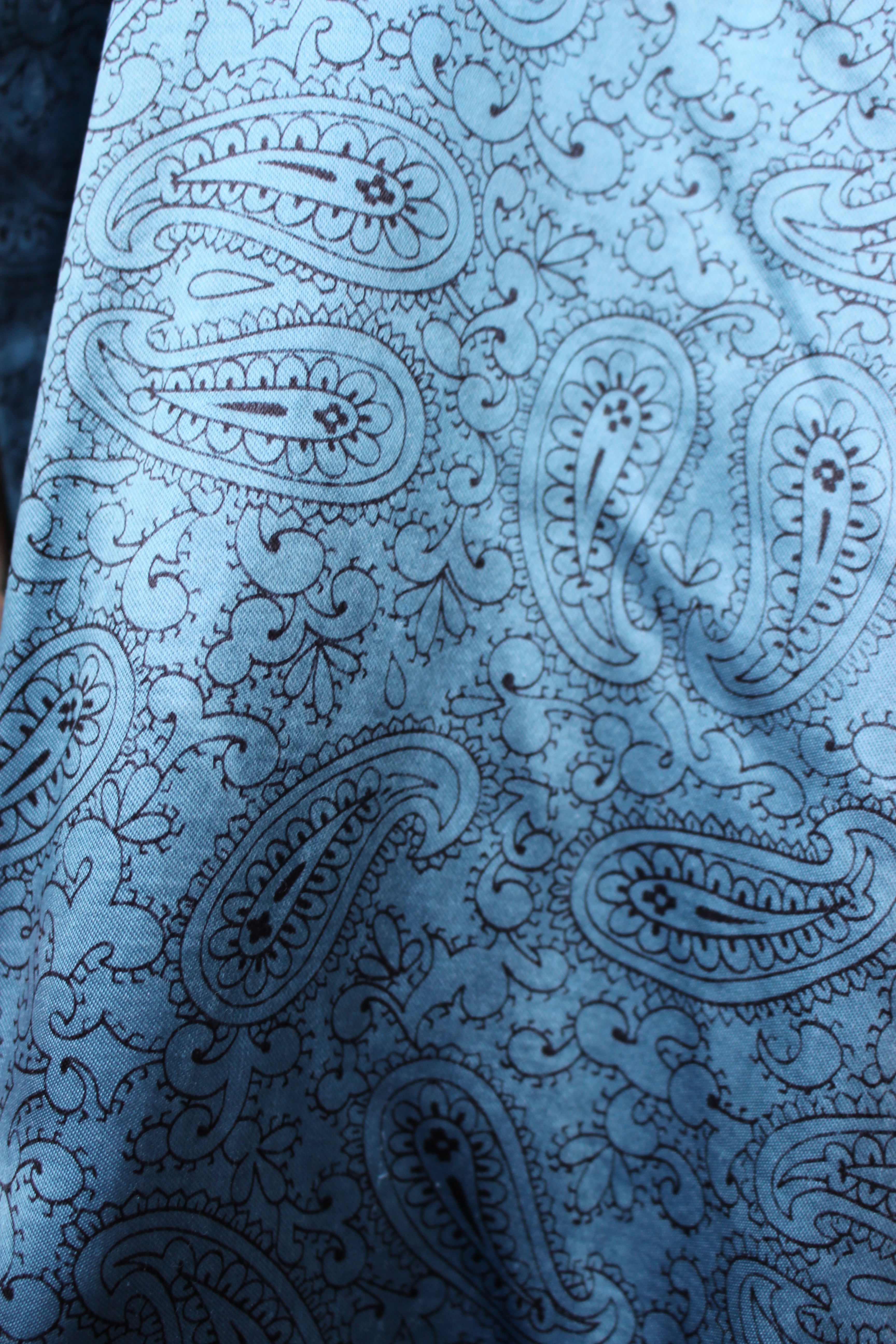 Blue paisley kimono, showing pattern