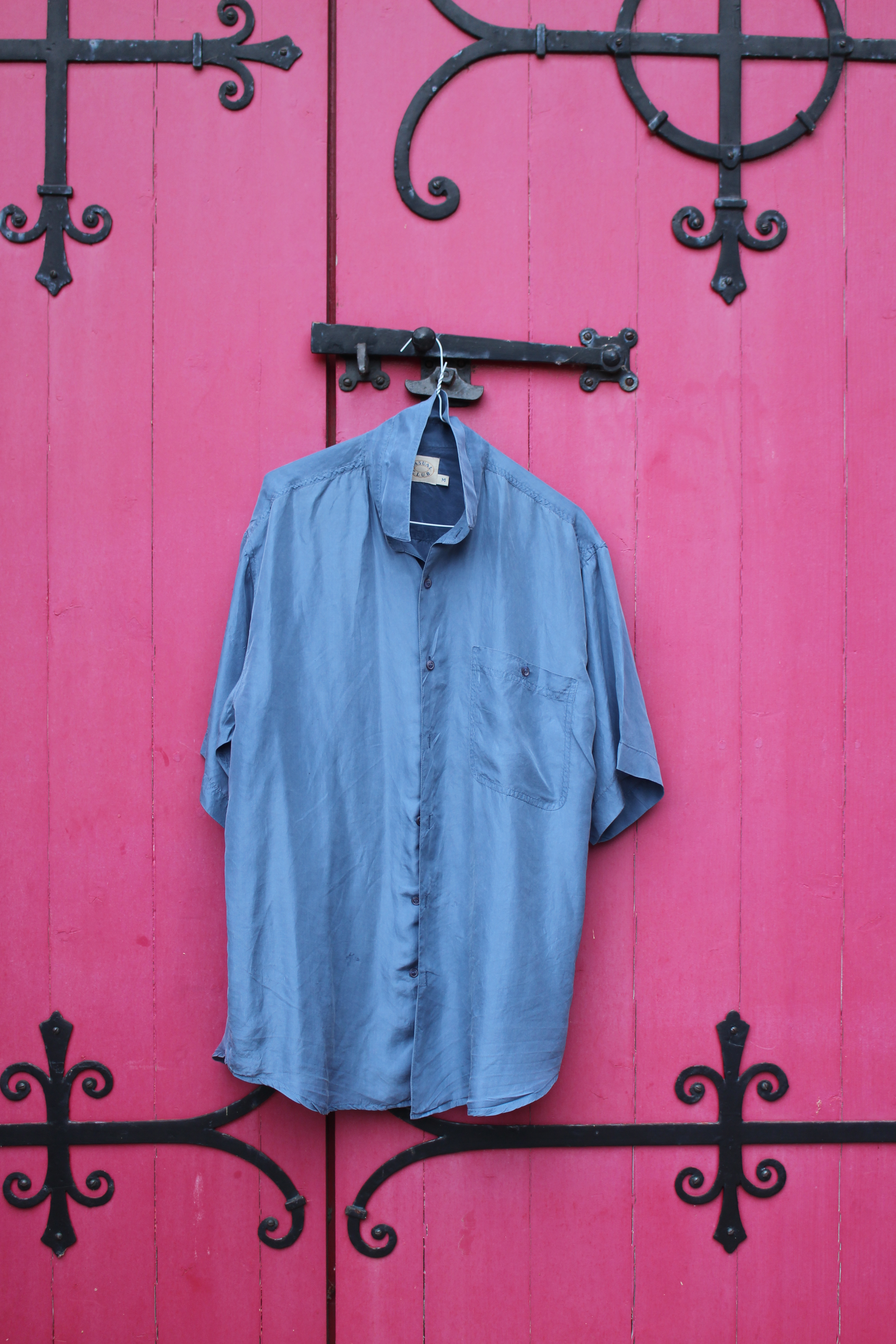 Casual Club grey short-sleeved silk shirt, from Unicorn, 5 Ship Street, Oxford