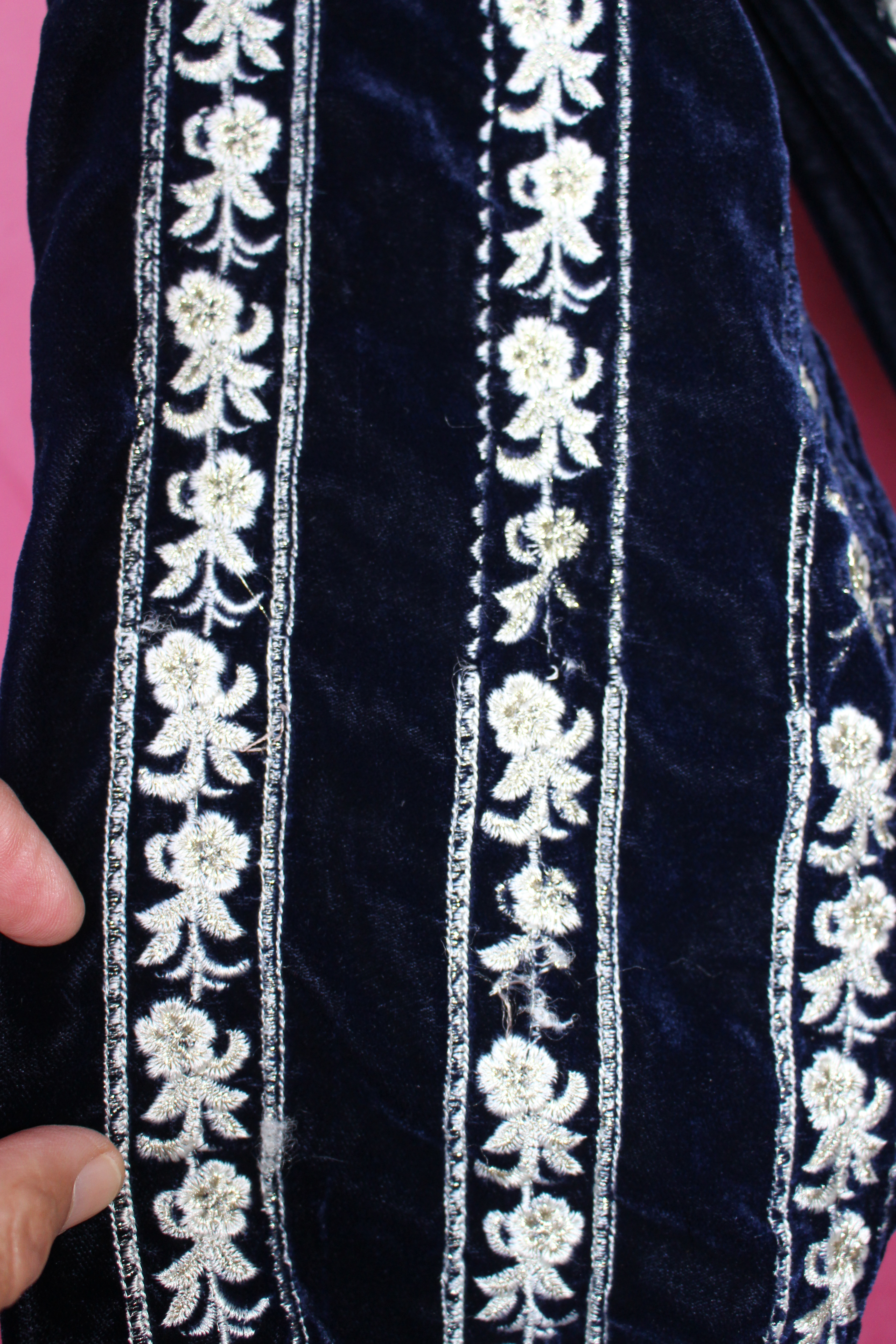 Dark blue embroidered velvet coat