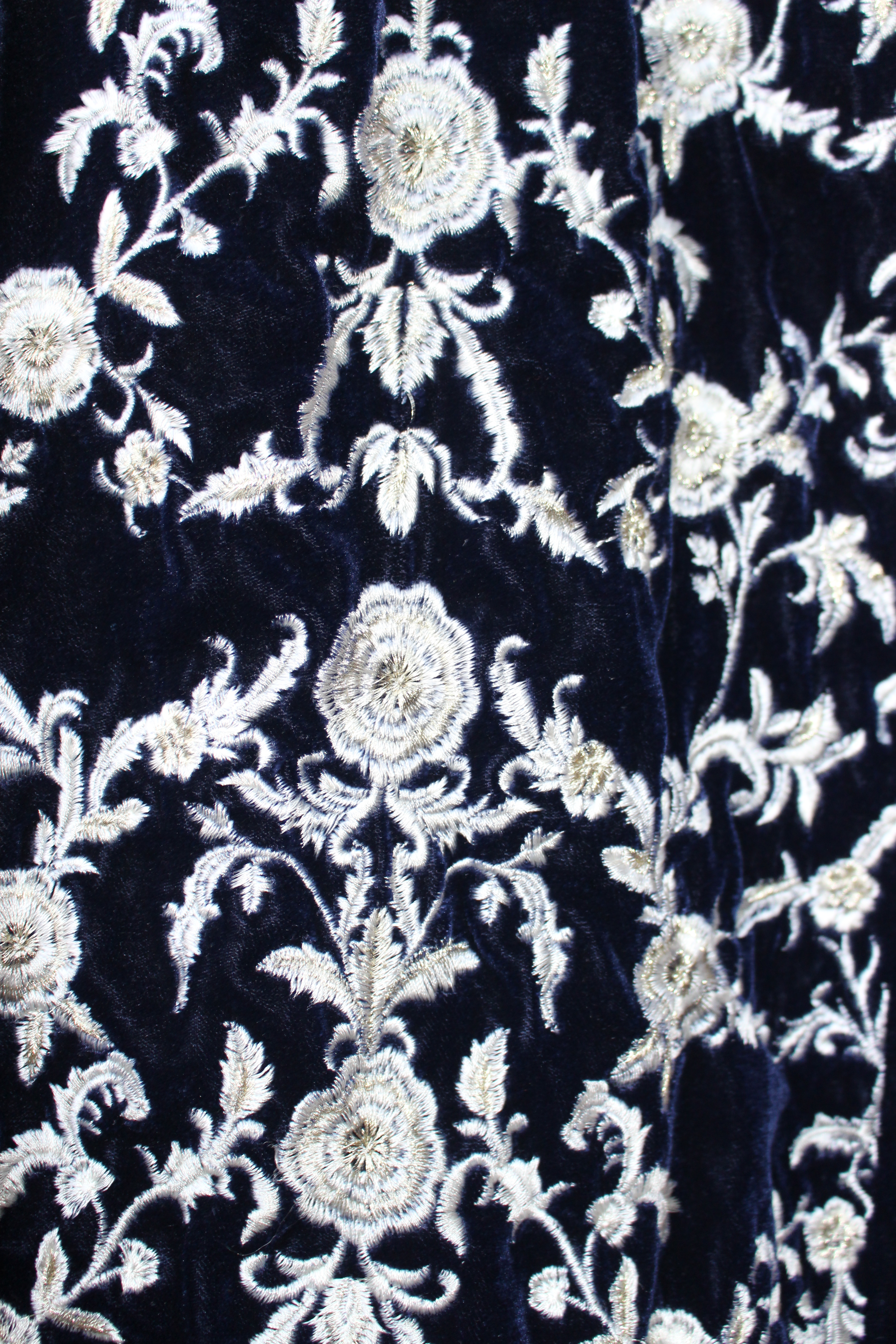 Dark blue embroidered velvet coat