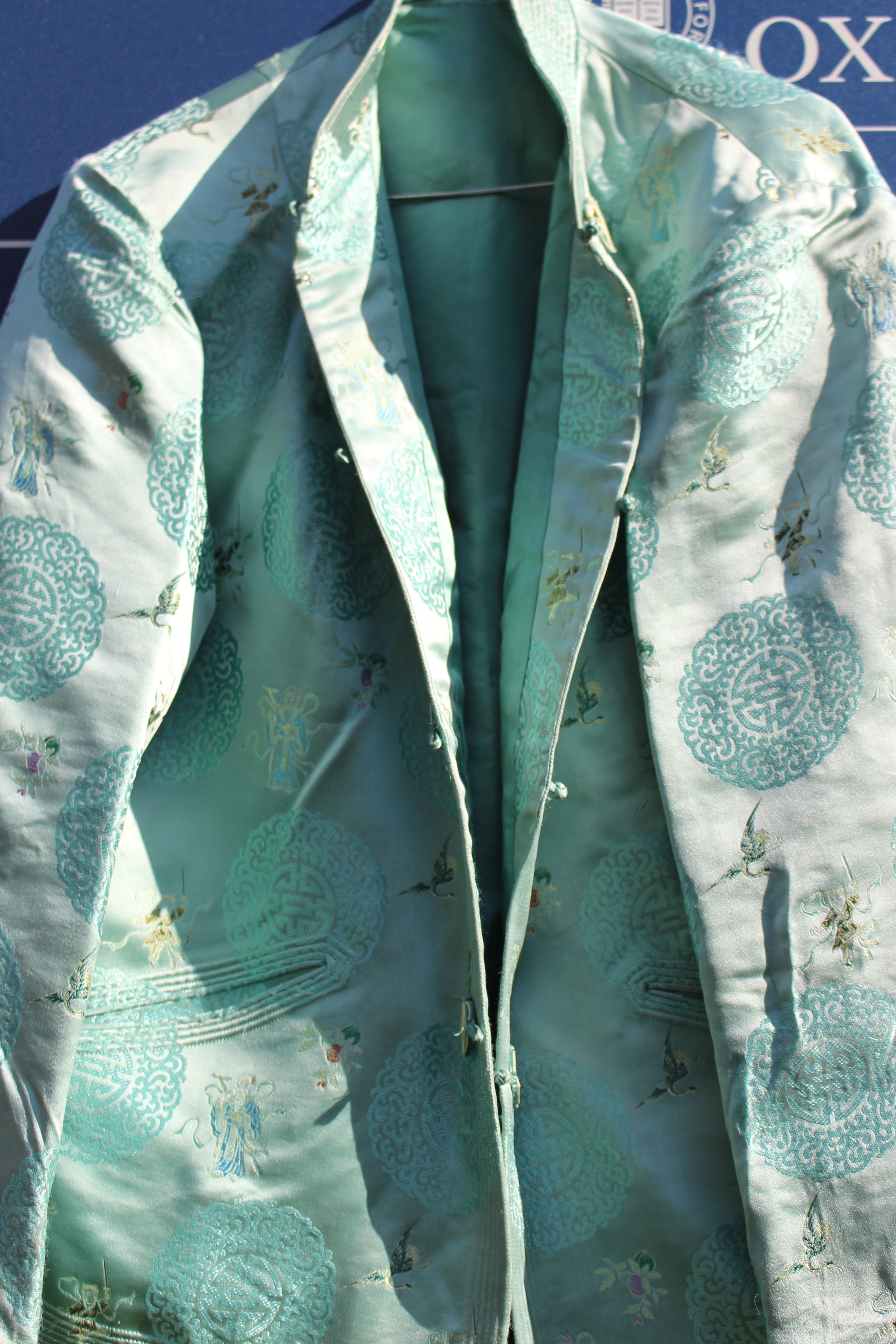 Green embroidered silk Chinese top