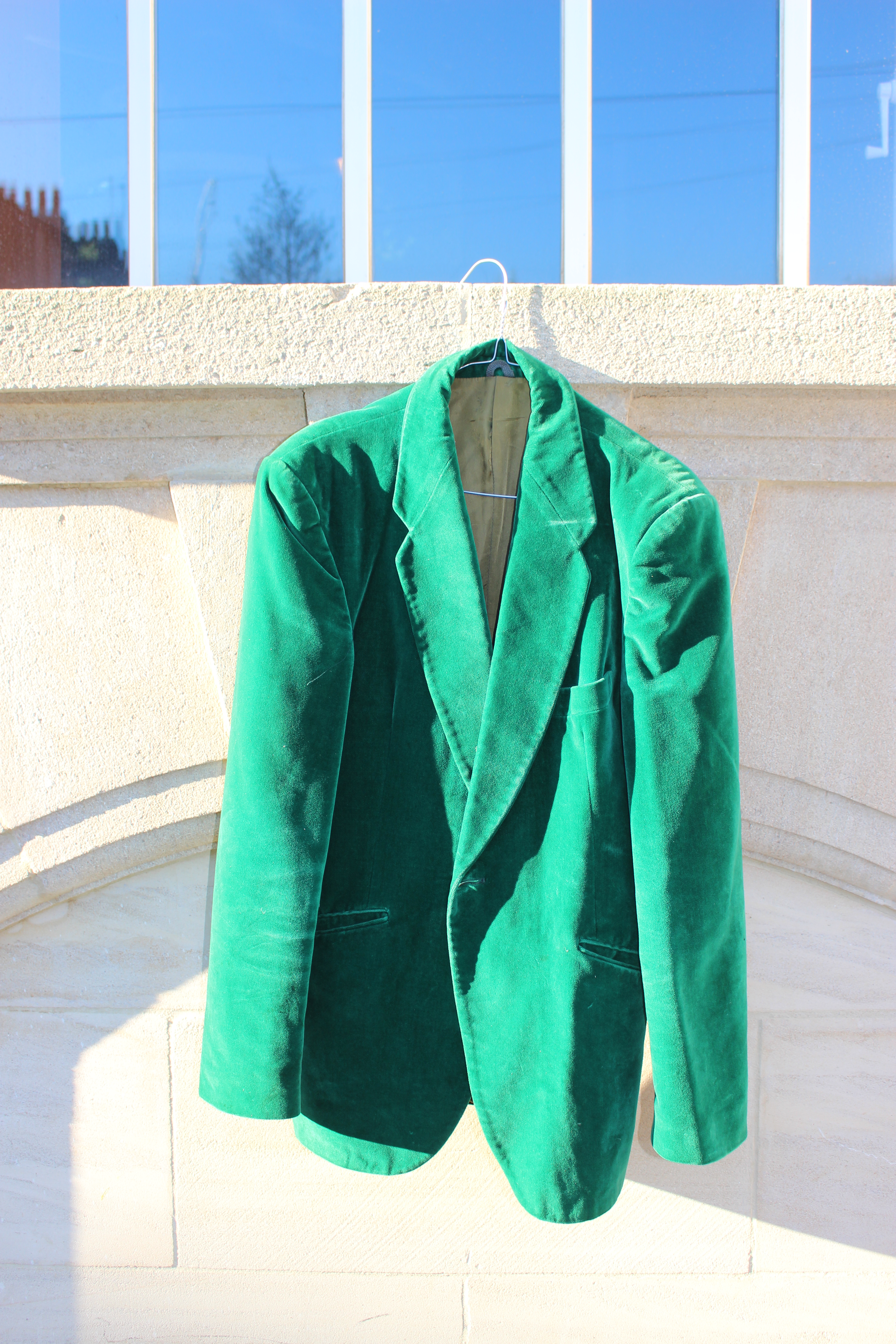 His lordship green velvet jacket, from Unicorn, 5 Ship Street, Oxford
