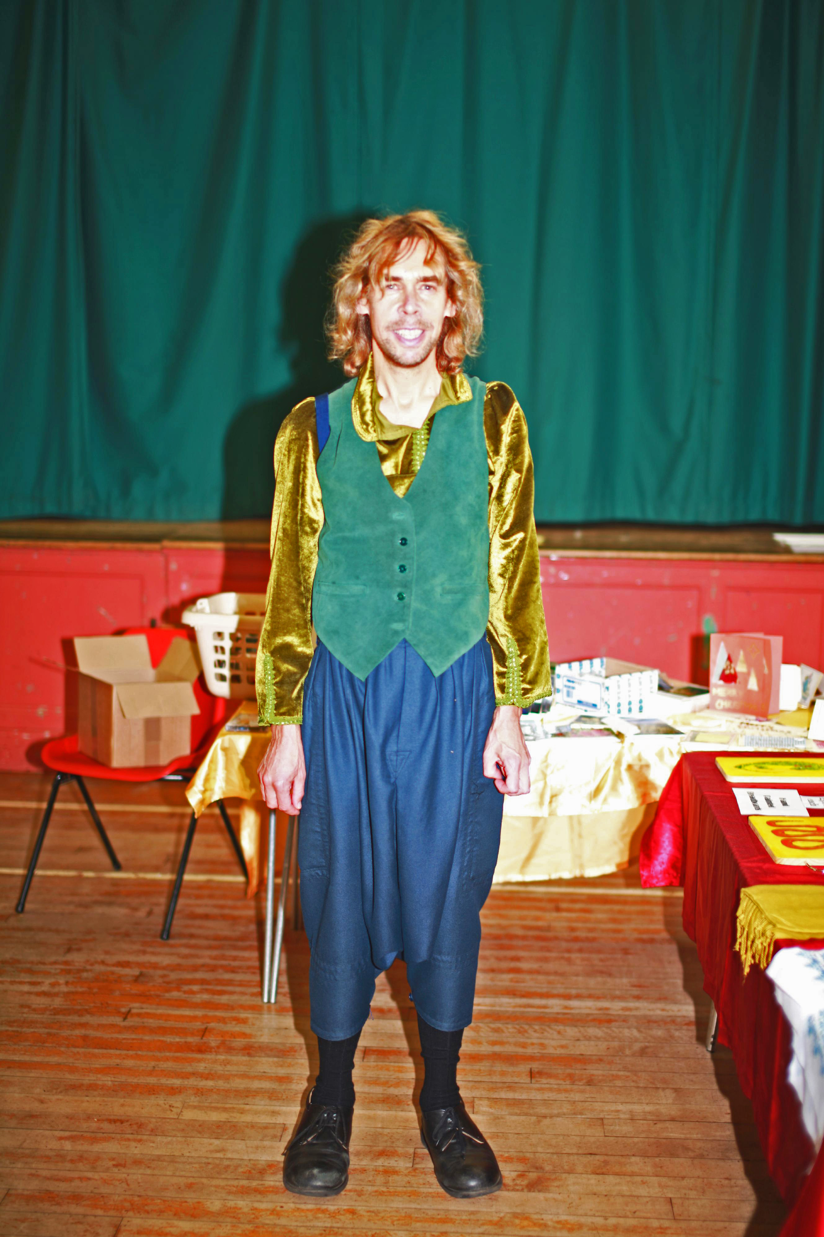 Sage-green velvet Moroccan shirt and blue qandrissi (worn at Russian 
Orthodox Bazaar in Oxford)