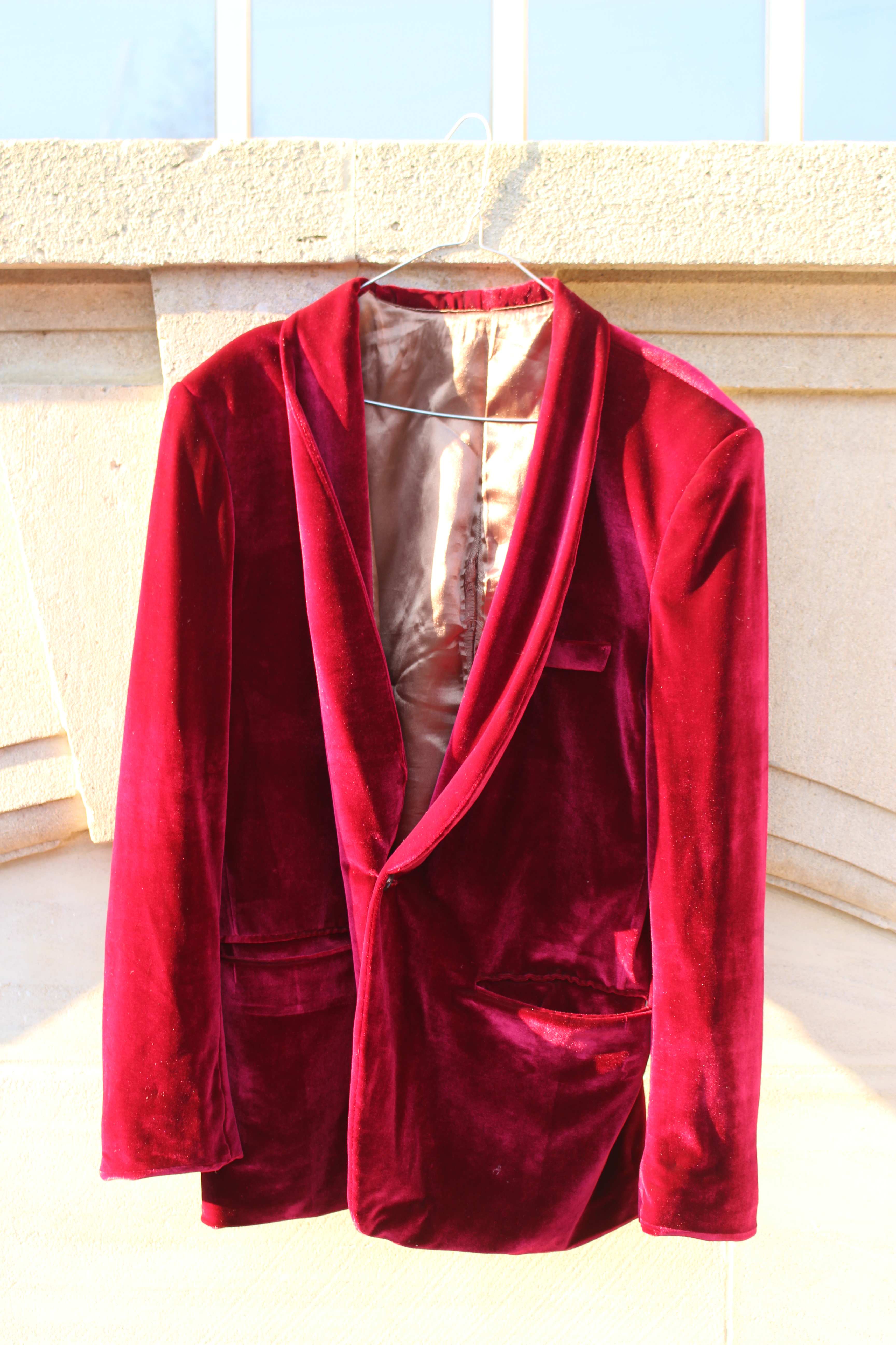 Ravi Sehgal red velvet jacket