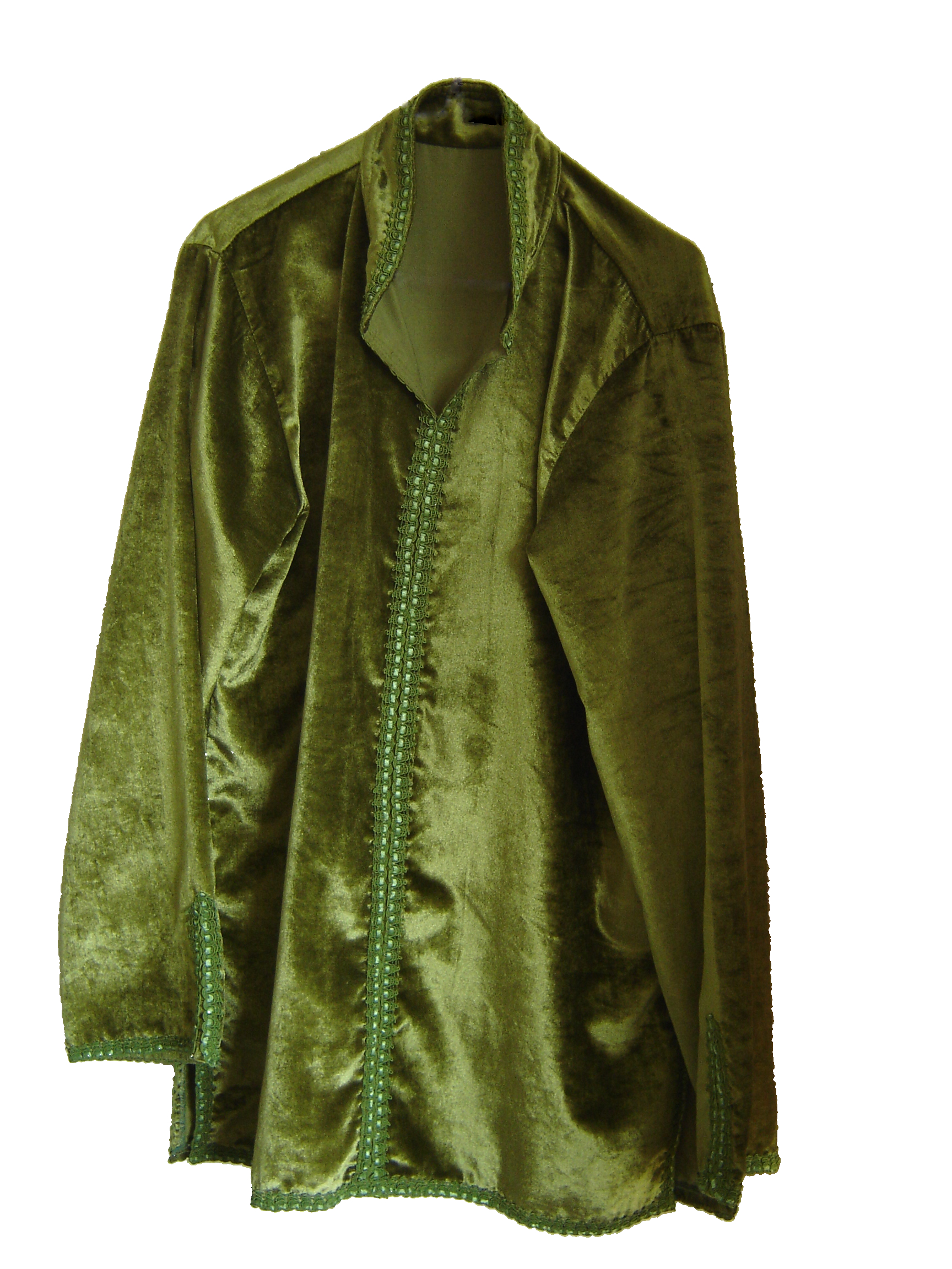 Sage-green velvet Moroccan shirt