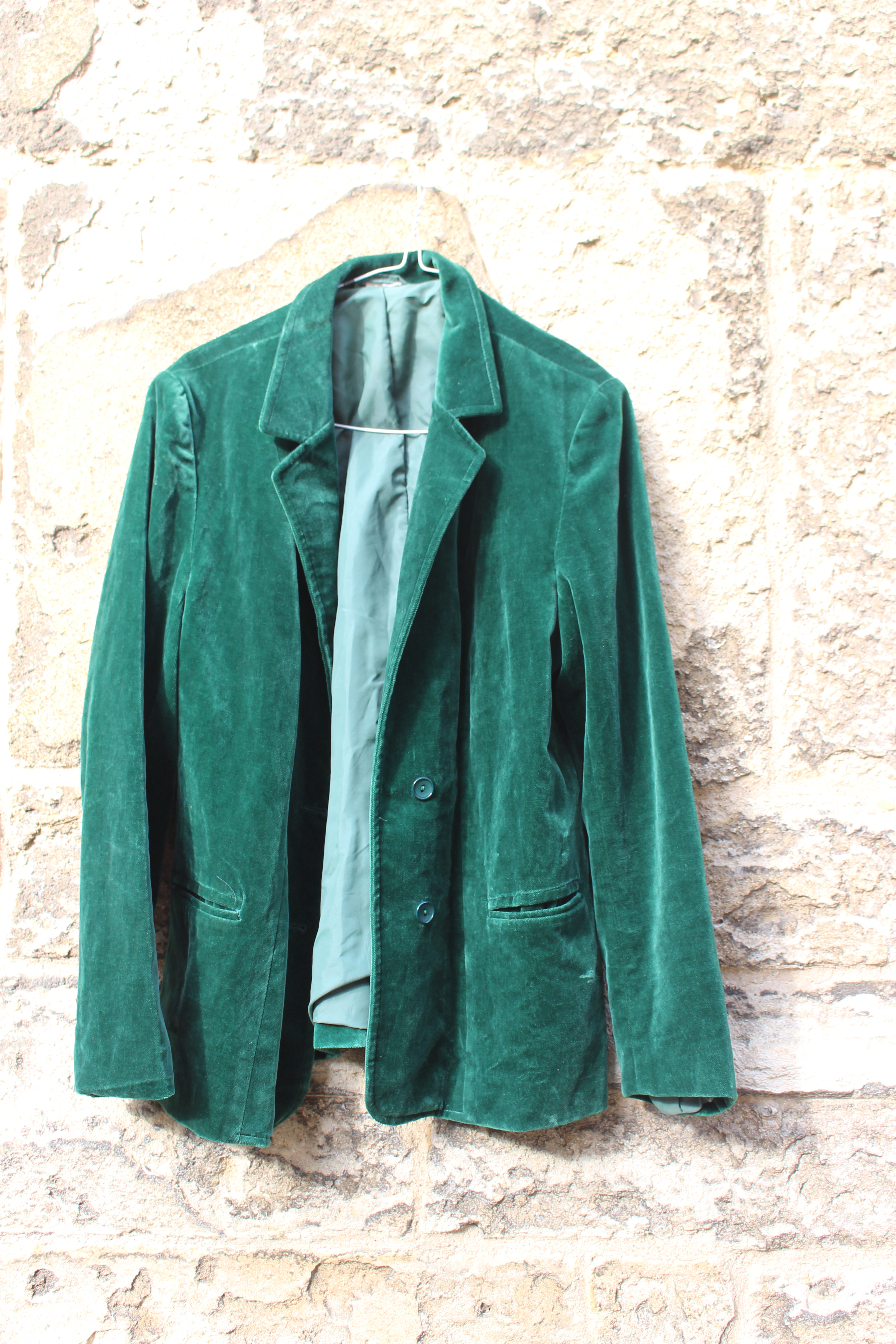 Soft green velvet jacket, from Unicorn, 5 Ship Street, Oxford