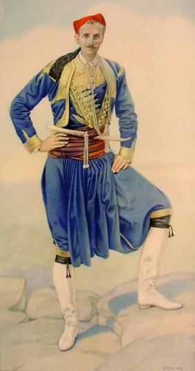 Greek costume from Crete, showing vraka.