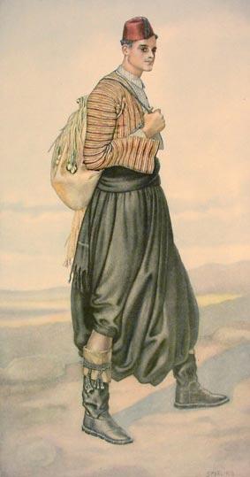 Greek costume from Cyprus, showing 
vraka.